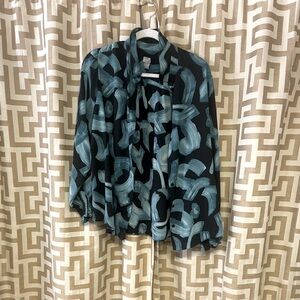 Teal and black dress button down shirt. Size 3